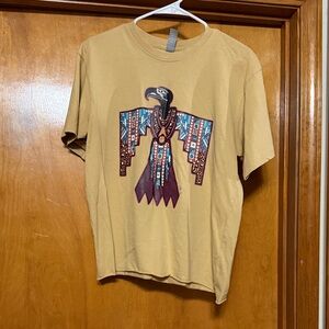 Graphic T-Shirt with Tribal Bird Design